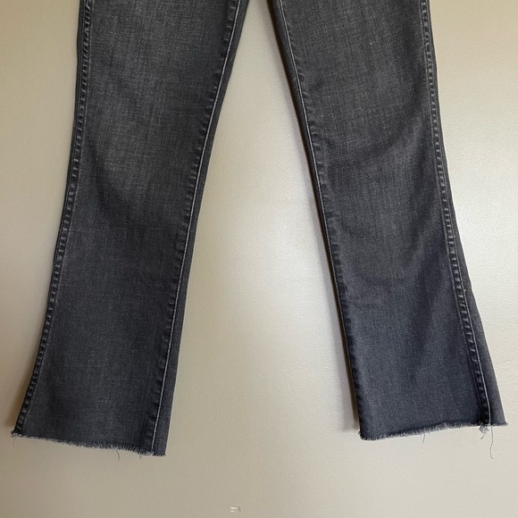 THE GREAT The Nerd Raw Hem Jeans In Black Size 24 Kick Flare High Rise Straight - Picture 9 of 16